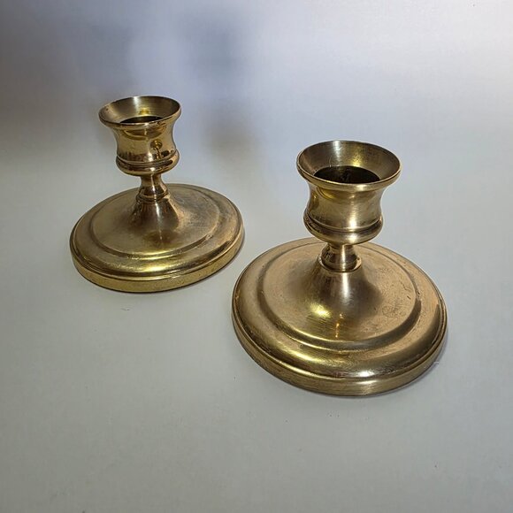 Vintage Solid Brass Baldwin Brass Candlestick Holders 3”, Set of 4 - Picture 9 of 13